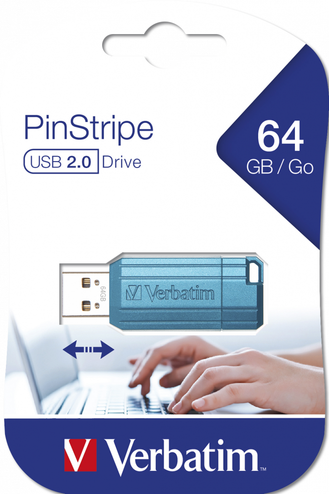 PinStripe USB Drive 64GB Caribbean Blue