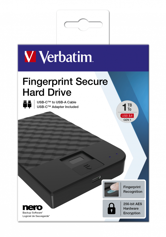 Fingerprint Secure Portable Hard Drive 1TB